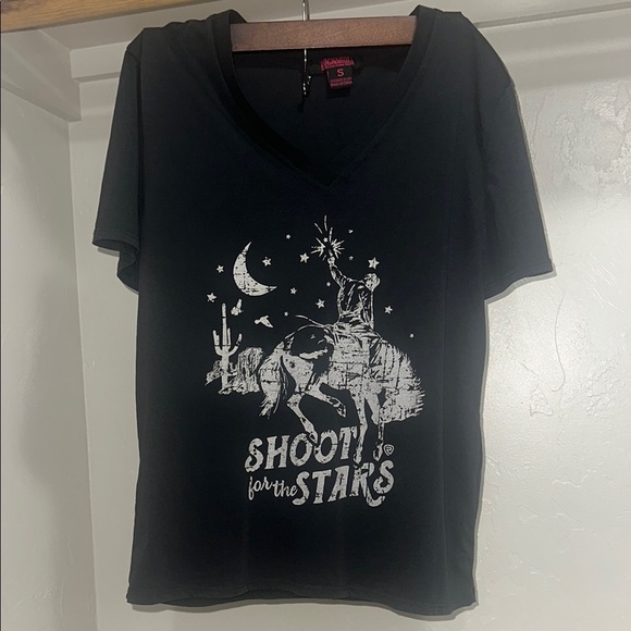 Rock & Roll Cowgirl Tops - Rock & Roll Cowgirl Black 'Shoot for the Stars' Tee
